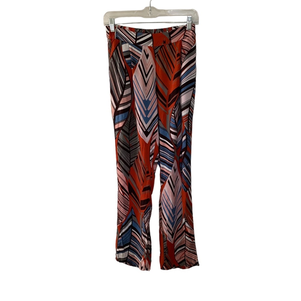 Benetton 70s Hippy Print Pants Women’s Size 2 Orange Brown Colourful Groovy